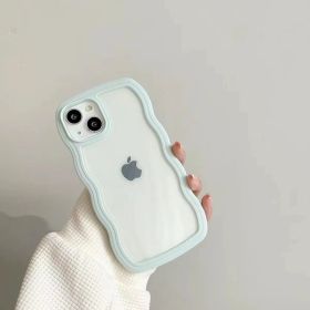 Wave border for iphone14pro max Apple 12 case 11 solid x simple XR candy 13 (Applicable model: Apple X/XS, colour: Light blue wave 2 in 1)
