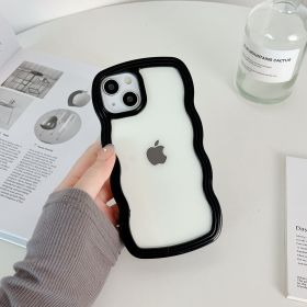 Wave border for iphone14pro max Apple 12 case 11 solid x simple XR candy 13 (Applicable model: Apple12, colour: Black Wave 2 in 1)